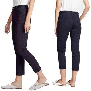 Current Elliott The Confidant Navy Pinstripe Crop Trousers